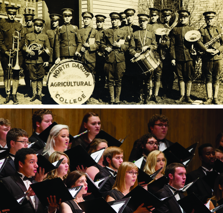 Then and Now photos of NDSU music