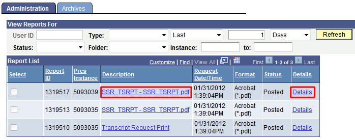 Sample View of Campus Connection Screen