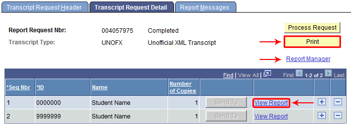 Sample View of Campus Connection Screen