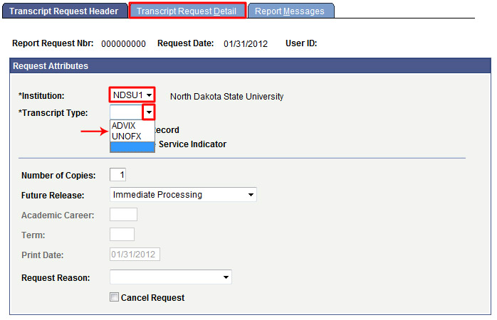 Sample View of Campus Connection Screen