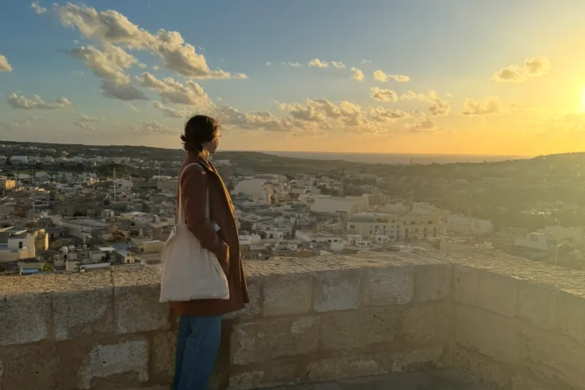 sunset photo of an NDSU student who is studying abroad