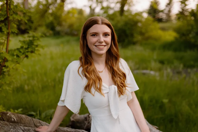 Ashley Barstow, an NDSU doctoral student in genomics, phenomics and bioinformatics, poses for a photo.